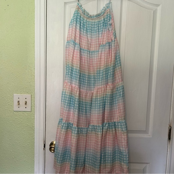 Storia Gingham multi color tiered lined dress nwt - Picture 11 of 16